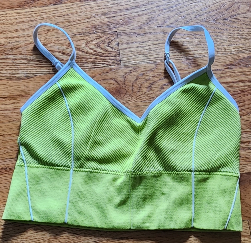 Women’s Lime Green Bralette with White Trim